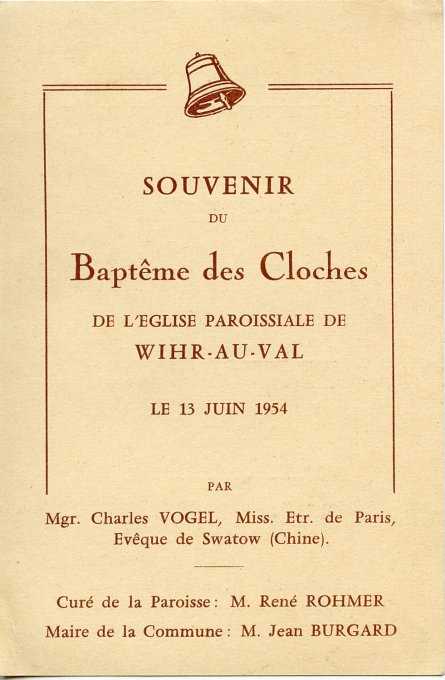 01 - Le baptême des cloches le 13 juin 1954