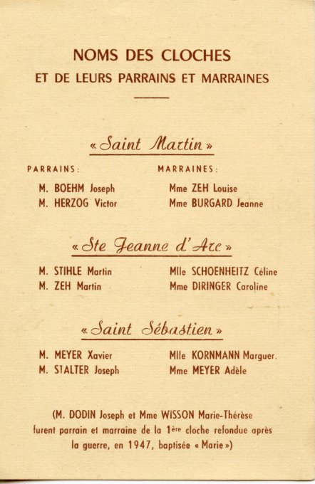 02 - Le baptême des cloches le 13 juin 1954