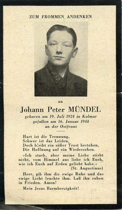 212 - Mundel Johann Peter, le frère de Mundel Fernand