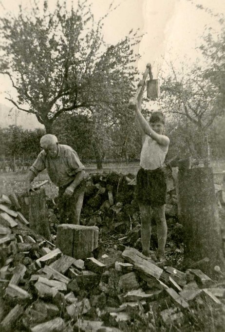 08 - La corvée du bois de chauffage faite par Maurer Isidore et son petit-fils, Beyer André